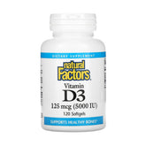 Natural Factors Vitamin D3 125Mcg 5000IU-120Serv.-120Caps.