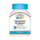 21st Century Chromium Picolinate 200Mcg-100Serv.-100 Tablets