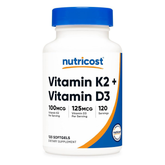 Nutricost Vitamin K2 (100 mcg) + Vitamin D3 (5000 IU)-120Serv.-120Softgels