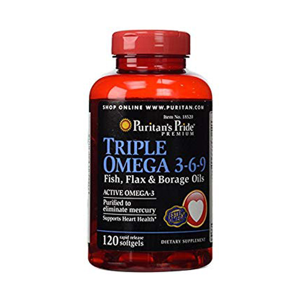 Puritan's Pride Premium Triple Omega 3,6,9-40Serv.-120Soft Gels