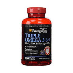 Puritan's Pride Premium Triple Omega 3,6,9-40Serv.-120Soft Gels