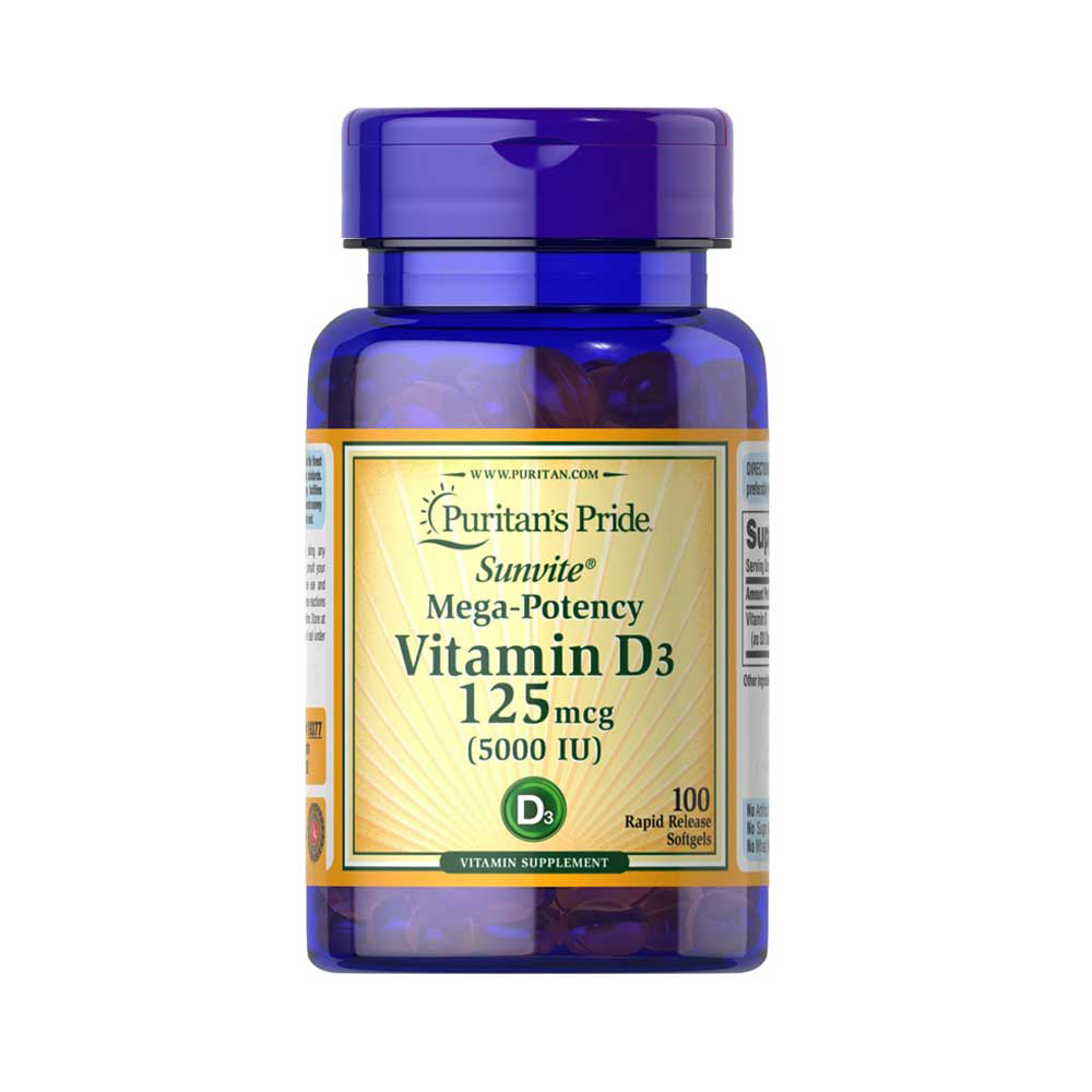 Puritan's Pride Vitamin D3 5000iu-100Serv.-100Rapid Softgels