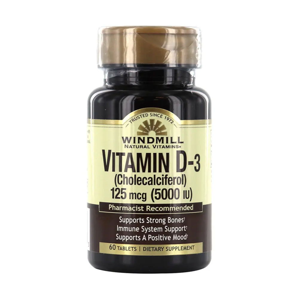 Windmill Natural vitamins Vitamin D3 125mcg 5000iu-60Serv.-60Tabs.