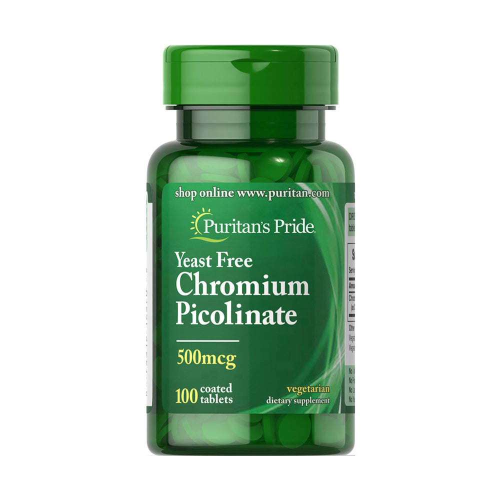 Puritan's Pride Yeast Free Chromium Picolinate 500Mcg-100Serv.-100Coated Tablets