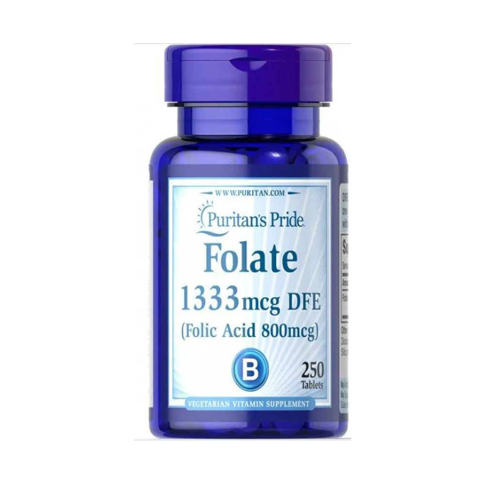 Puritan's Pride Folate 1333Mcg DFE(Folic Acid 800Mcg)-250Serv.-250Tabs.