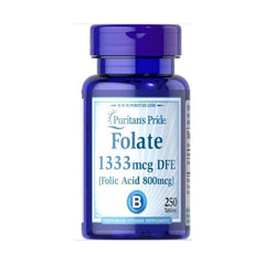 Puritan's Pride Folate 1333Mcg DFE(Folic Acid 800Mcg)-250Serv.-250Tabs.