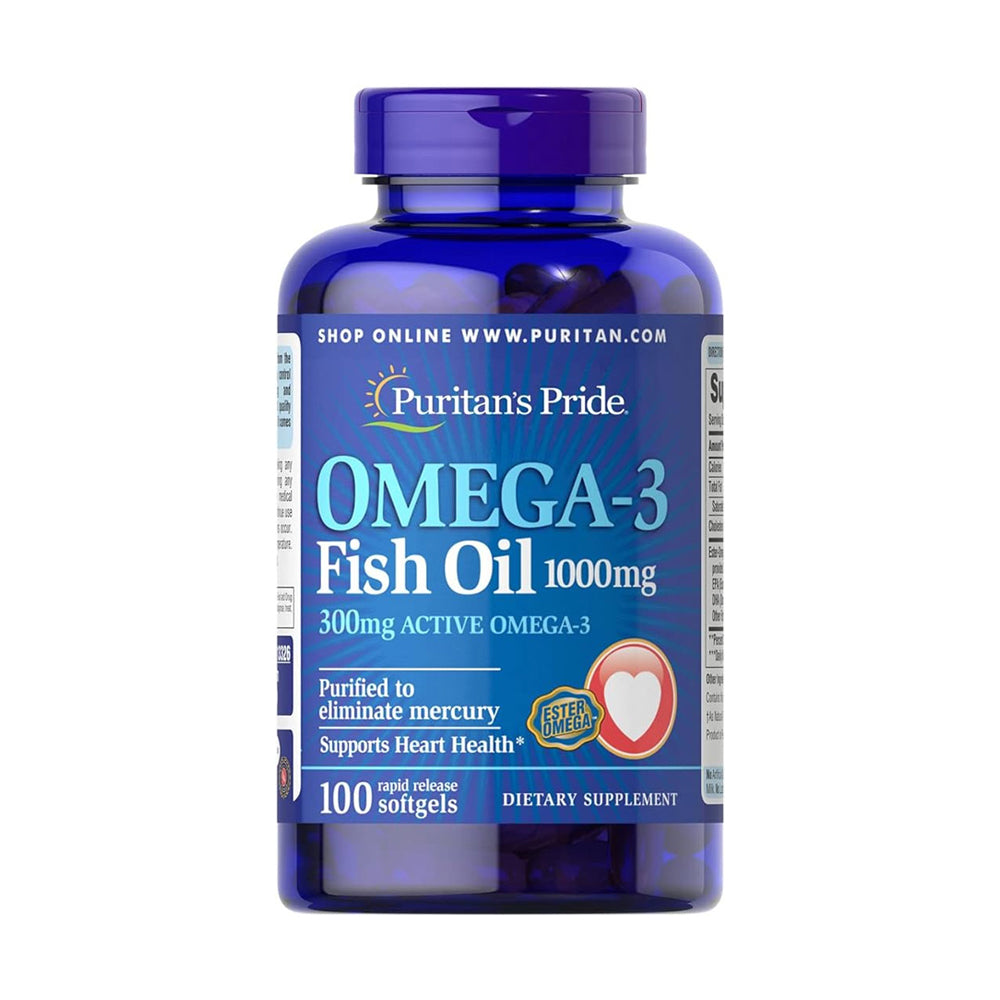 Puritan's Pride Omega-3 Fish Oil 1000mg-100Serv.-100Softgels