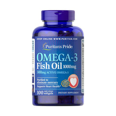 Puritan's Pride Omega-3 Fish Oil 1000mg-100Serv.-100Softgels