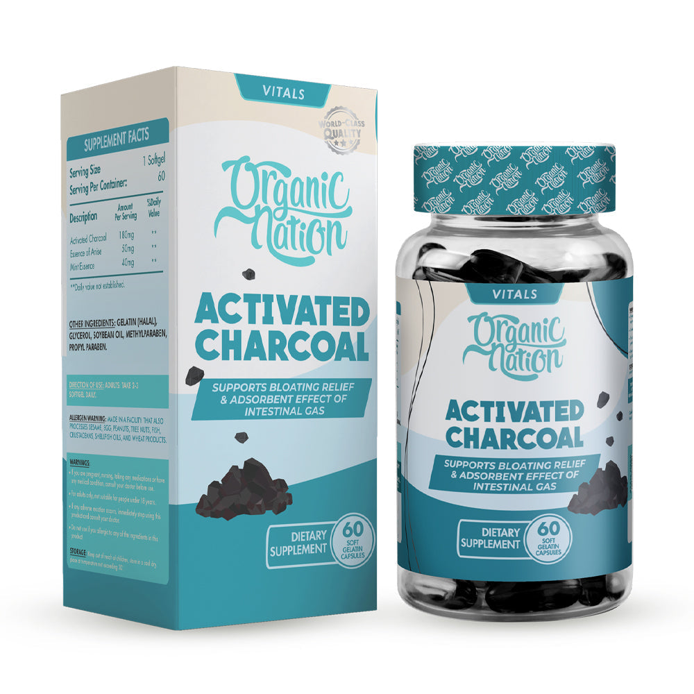 Organic Nation Activated Charcoal-60Serv.-60Soft Gel
