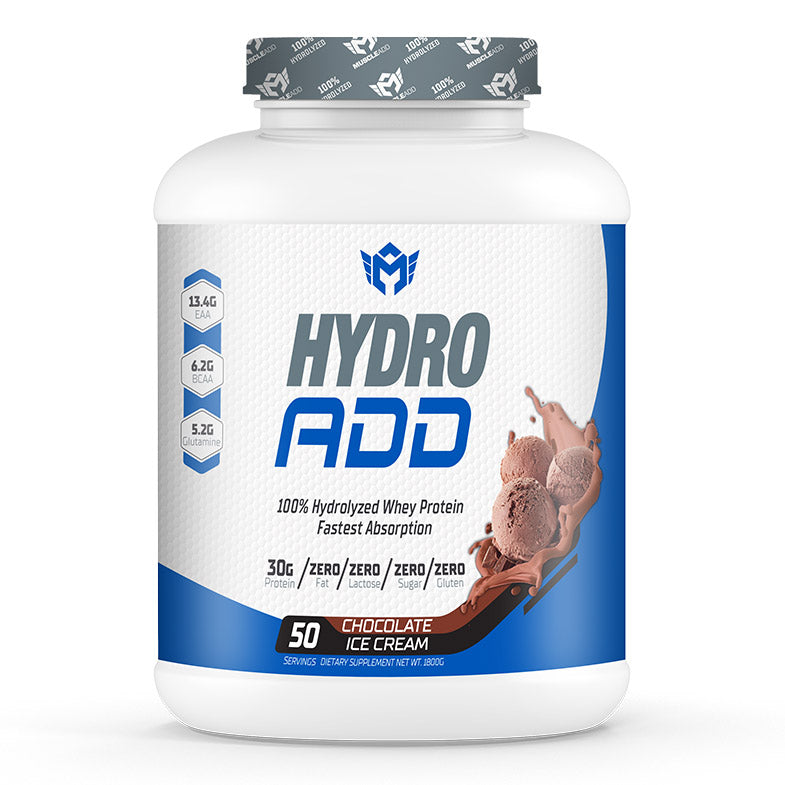 Muscle Add Hydro Add 100% Hydrolyzed Whey Protein Fastest Absorption Chocolate Ice Cream