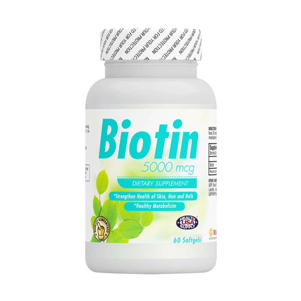 Health USA Supply Biotin 5000-60Serv.-60Soft Gels