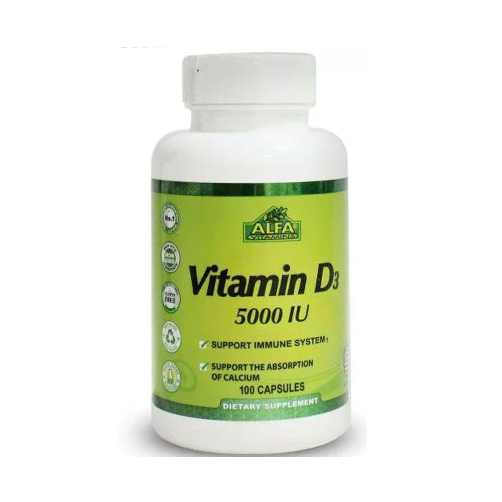 Alfa Vitamins Vitamin D3 5000Iu-100Serv.-100Capsules