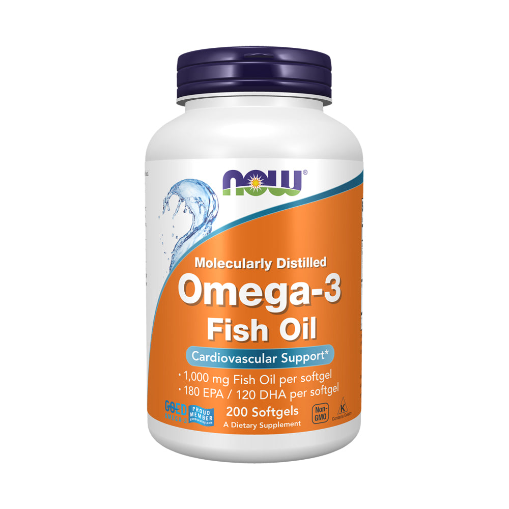 Now Molecularly Distilled Omega-3 Fish Oil-100Serv.-200Softgels