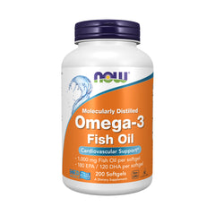 Now Molecularly Distilled Omega-3 Fish Oil-100Serv.-200Softgels
