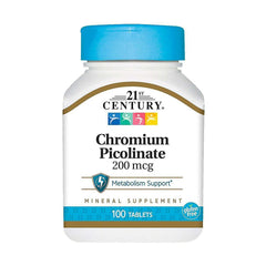 21st Century Chromium Picolinate 200Mcg-100Serv.-100 Tablets