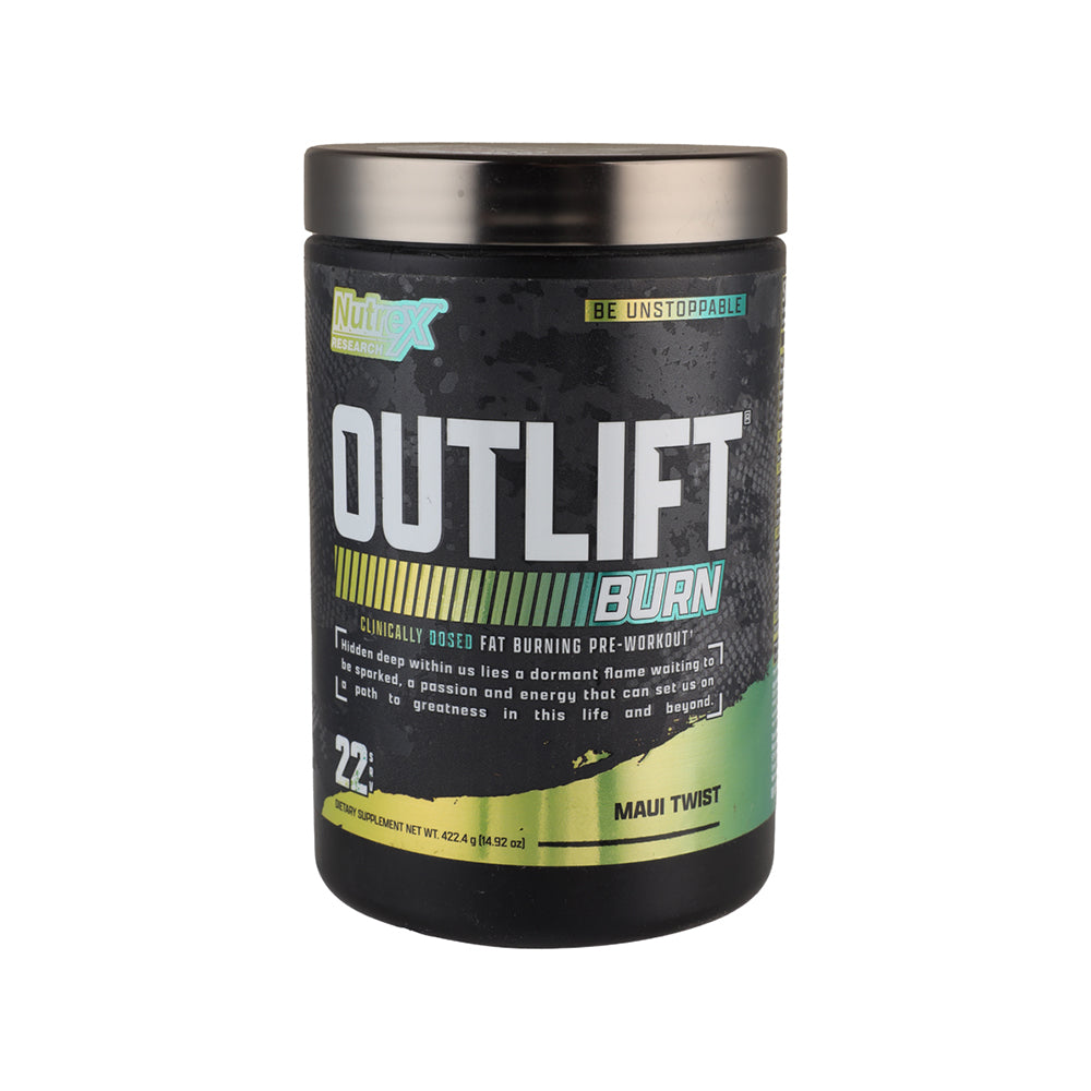Nutrex Research Outlift Burn Thermogenic Pre Workout Powder, 2 in 1 Performance & Shredding Supplement with Metabolyte, GBBGO (22 Servings, Maui Twist)
