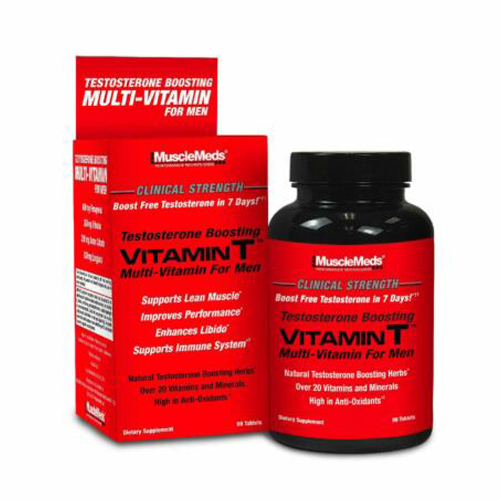 Musclemeds Testosterone Boosting Vitamin T Multi-Vitamin For Men-30Serv.-90Tablets.