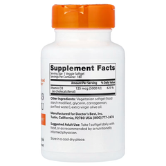 Doctor's Best Vitamin D3 5000 IU-180Serv.-180Softgels