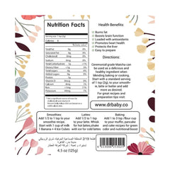 Dr.Baby Matcha Powder Ceremonial Grade-60Serv.-125G.-Unflavored