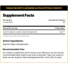 Farah Secrets Arginine Alpha Ketoglutarate-100Serv.-300GM