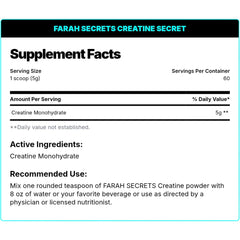 Farah Secrets Creatine Secret-60Serv.-300GM-Unflavored