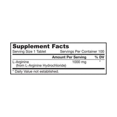 Jarrow Formulas Arginine 1000Mg-100Serv.-100Tablets
