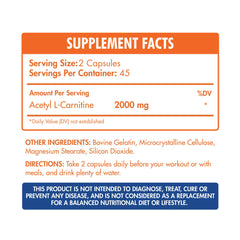 Max Muscle Acetyl L-Carnitine 2000-45Serv.-90Capsules