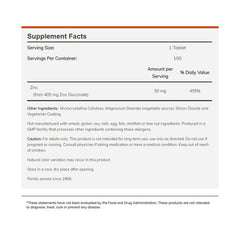 Now Foods Zinc 50mg-100Serv.-100Tabs.