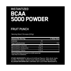 Optimum Nutrition Instantized BCAA 5000 Powder-40Serv.-380g-Fruit Punch