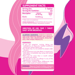 Organic Nation Biotin 10,000MCG Ultimate Hair Growth-60Serv.-60Coated Tablets