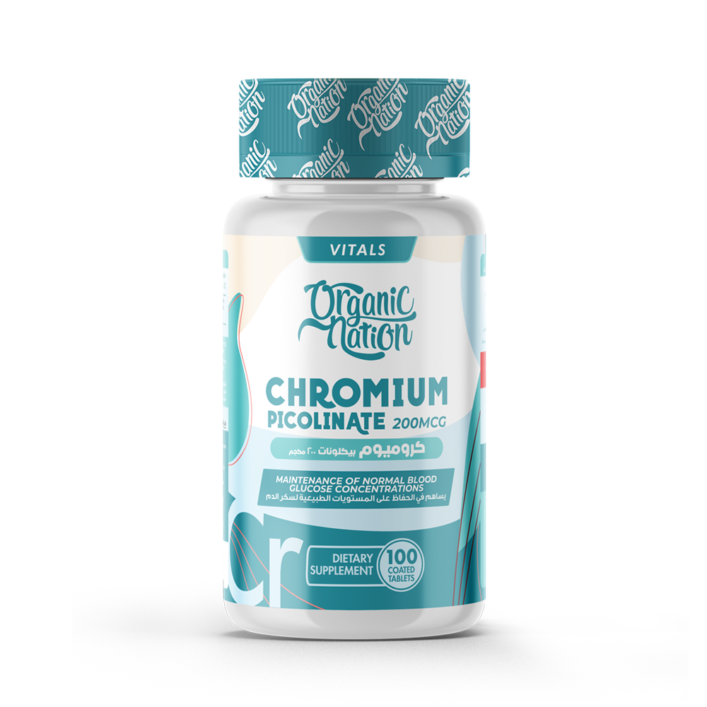 Organic Nation Chromium Picolinate 200MCG-100Serv.-100Coated Tablets