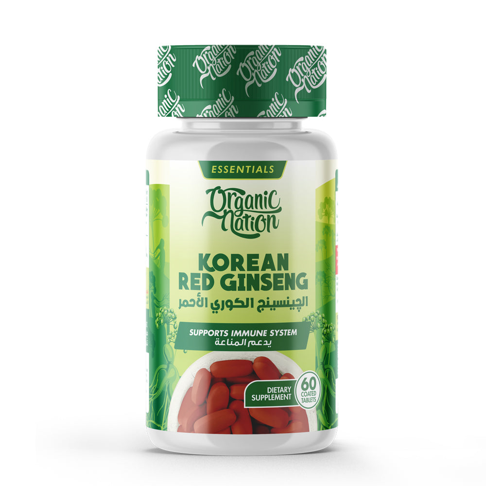 Organic Nation Red Korean Ginseng-60Serv.-60Coated Tablets