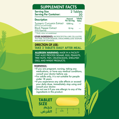 Organic Nation Turmeric Curcumin+ 1200-30Serv.-60Tablets