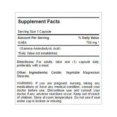 Puritan's Pride Gaba Gamma Aminobutyric Acid 750MG-90Serv.-90 Rapid Release Caps.