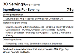 Warrior Pump Nitric Oxide Booster-30Serv.-225G